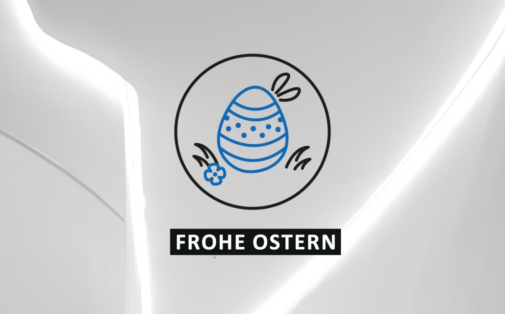 Icon von einem Osterei mit dem Spruch "Frohe Ostern"