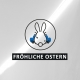 Icon von einem Hasen von Hinten, mit dem Titel "Fröhliche Ostern"